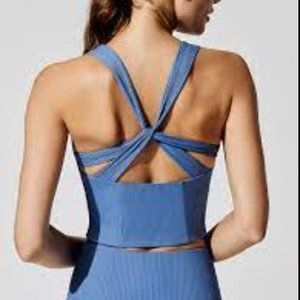 Carbon38 Twisted Ribbed Cami In Blue Dusk Crop Tank